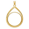 14k Polished Lightweight Teardrop 32.0mm Prong Coin Bezel Pendant