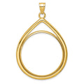 14k Polished Lightweight Teardrop 32.7mm Prong Coin Bezel Pendant