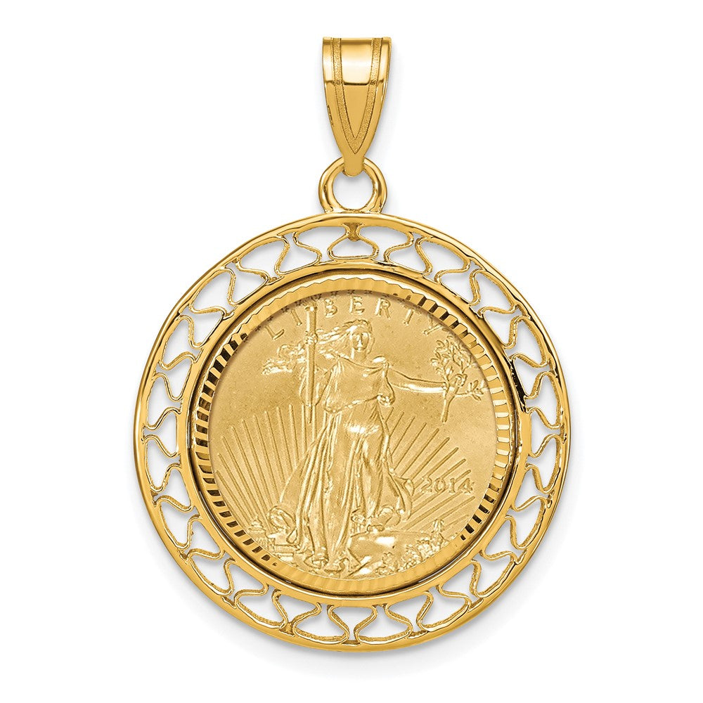 14ky 1/10oz Mounted American Eagle Coin Fancy Wire D/C Bezel Pendant