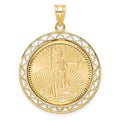 14ky 1/4oz Mounted American Eagle Coin Fancy Wire Polished Bezel Pendant