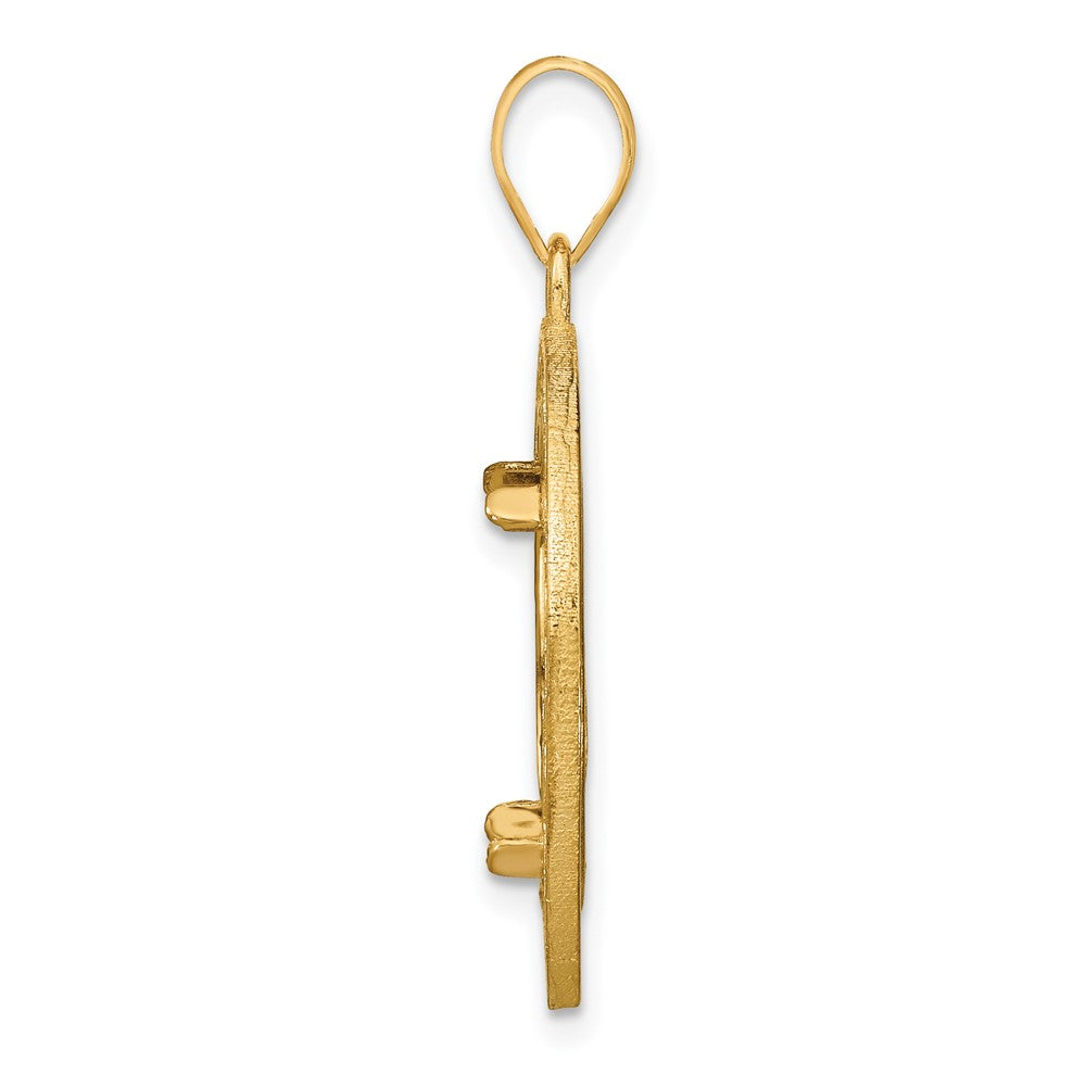 14k Polished Fancy Wire 16.5mm Prong Coin Bezel Pendant