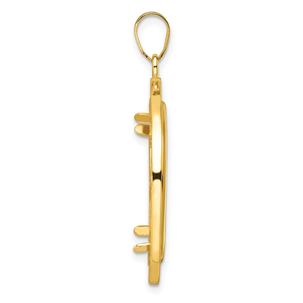 14k Polished Fancy Wire 22.0mm Prong Coin Bezel Pendant