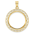 14k Polished Fancy Wire 22.0mm Prong Coin Bezel Pendant