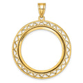14k Polished Fancy Wire 27.0mm Prong Coin Bezel Pendant