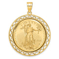 14k Polished Fancy Wire Mntd 1/2oz AM Eagle Prong Coin Bezel Pendant