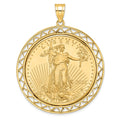 14k Polished Fancy Wire Mounted 1oz AM Eagle Prong Coin Bezel Pendant