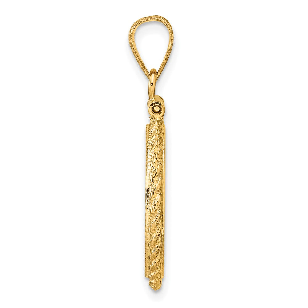 14k Casted Rope D/C 16.5mm x 1.35mm Screw Top Coin Bezel Pendant