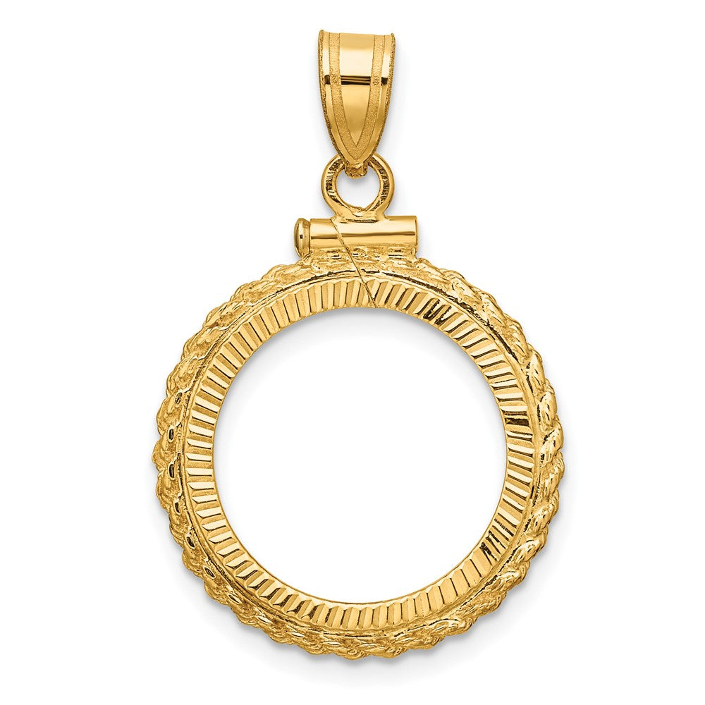 14k Casted Rope D/C 16.5mm x 1.35mm Screw Top Coin Bezel Pendant