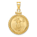 14ky 1/10oz Mounted AM Eagle Coin Screw Top Rope D/C Bezel Pendant