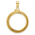 14k Casted Rope D/C 22.0mm x 1.9mm Screw Top Coin Bezel Pendant
