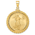 14ky 1/2oz Mounted AM Eagle Coin Screw Top Rope D/C Bezel Pendant