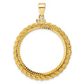 14k Casted Rope D/C 32.7mm x 3.00mm Screw Top Coin Bezel Pendant