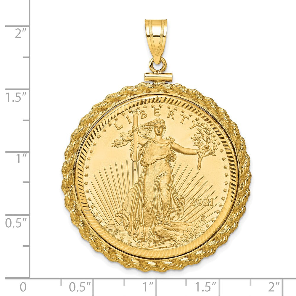 14ky1oz Mounted AM Eagle Coin Screw Top Rope D/C Bezel Pendant