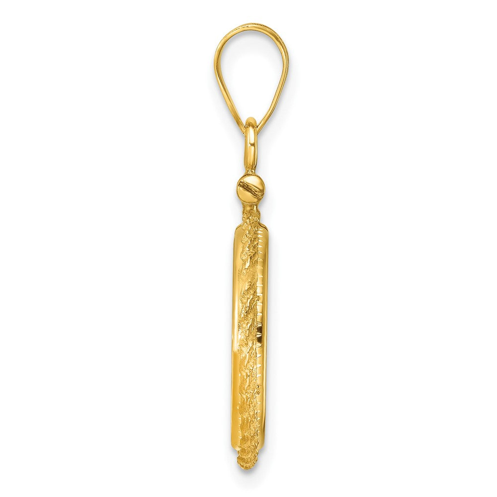 14k Casted Rope 14.0mm x 1.1mm Screw Top Coin Bezel Pendant