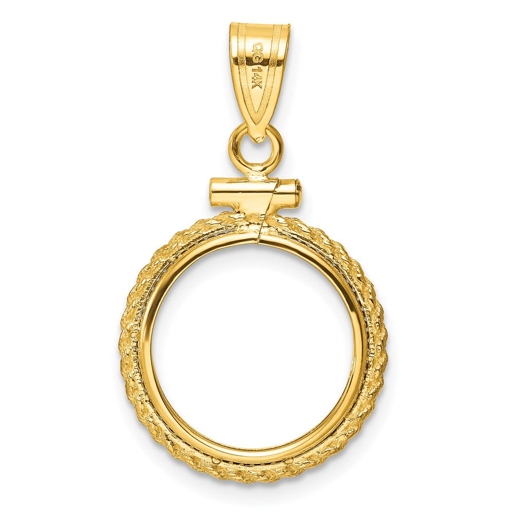 14k Casted Rope 14.0mm x 1.1mm Screw Top Coin Bezel Pendant
