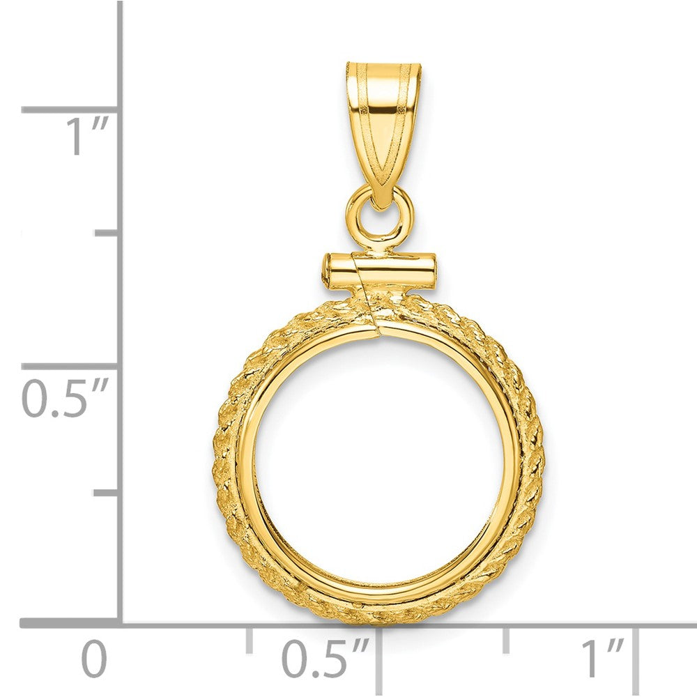 14k Casted Rope 14.0mm x 1.1mm Screw Top Coin Bezel Pendant
