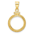 14k Casted Rope 14.0mm x 1.1mm Screw Top Coin Bezel Pendant
