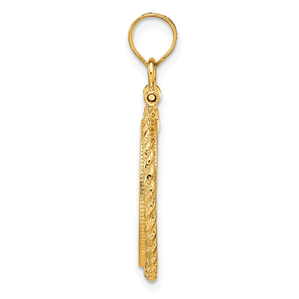 14k Casted Rope 16.5mm x 1.35mm Screw Top Coin Bezel Pendant