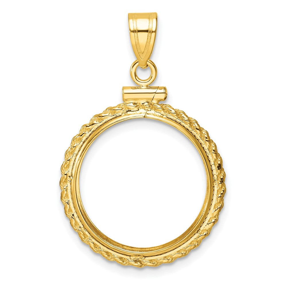 14k Casted Rope 18.0mm x 1.35mm Screw Top Coin Bezel Pendant