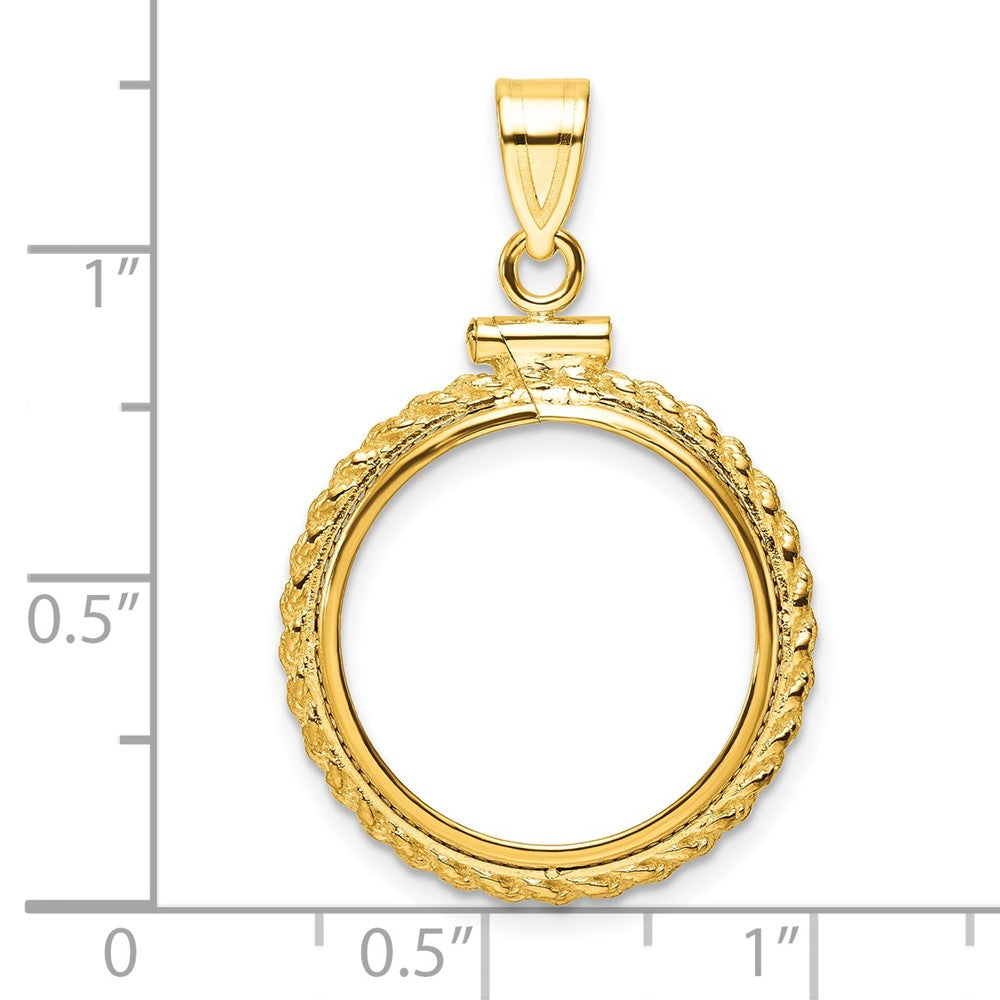 14k Casted Rope 18.0mm x 1.35mm Screw Top Coin Bezel Pendant