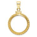 14k Casted Rope 18.0mm x 1.35mm Screw Top Coin Bezel Pendant