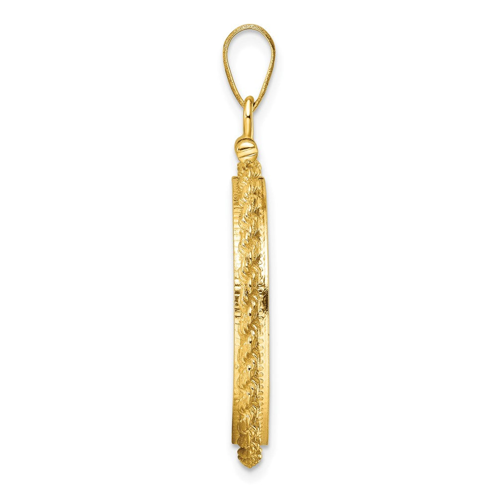 14k Casted Rope 22.0mm x 1.9mm Screw Top Coin Bezel Pendant