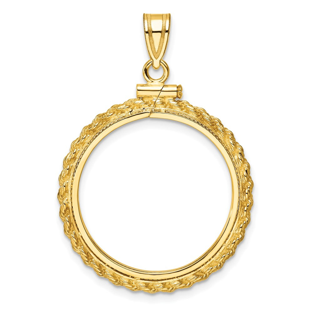 14k Casted Rope 22.0mm x 1.9mm Screw Top Coin Bezel Pendant
