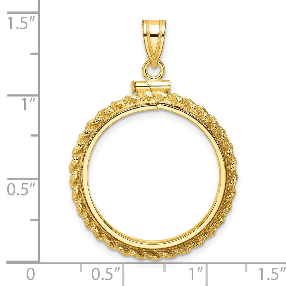 14k Casted Rope 22.0mm x 1.9mm Screw Top Coin Bezel Pendant
