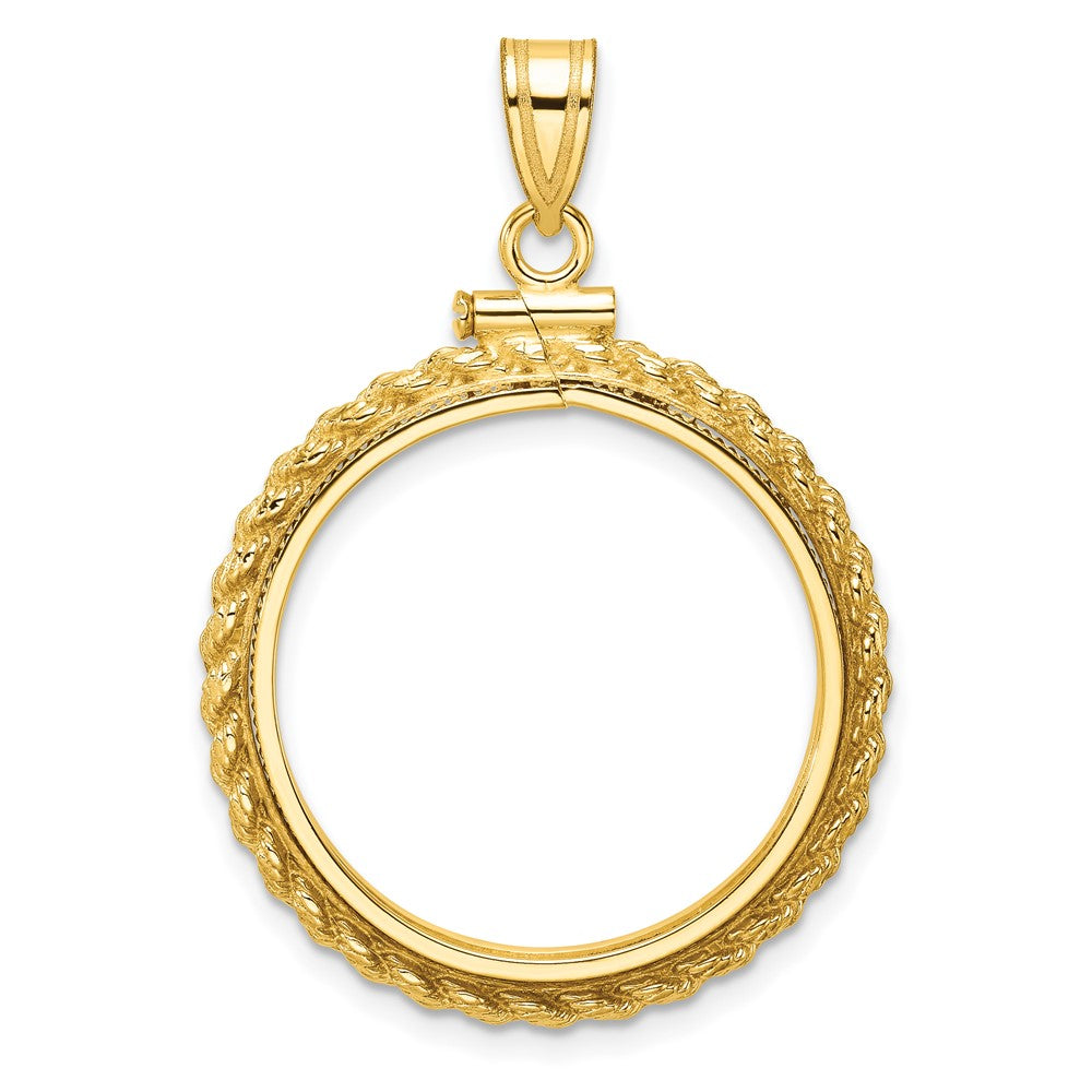 14k Casted Rope 22.0mm x 1.9mm Screw Top Coin Bezel Pendant