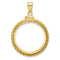 14k Casted Rope 22.0mm x 1.9mm Screw Top Coin Bezel Pendant