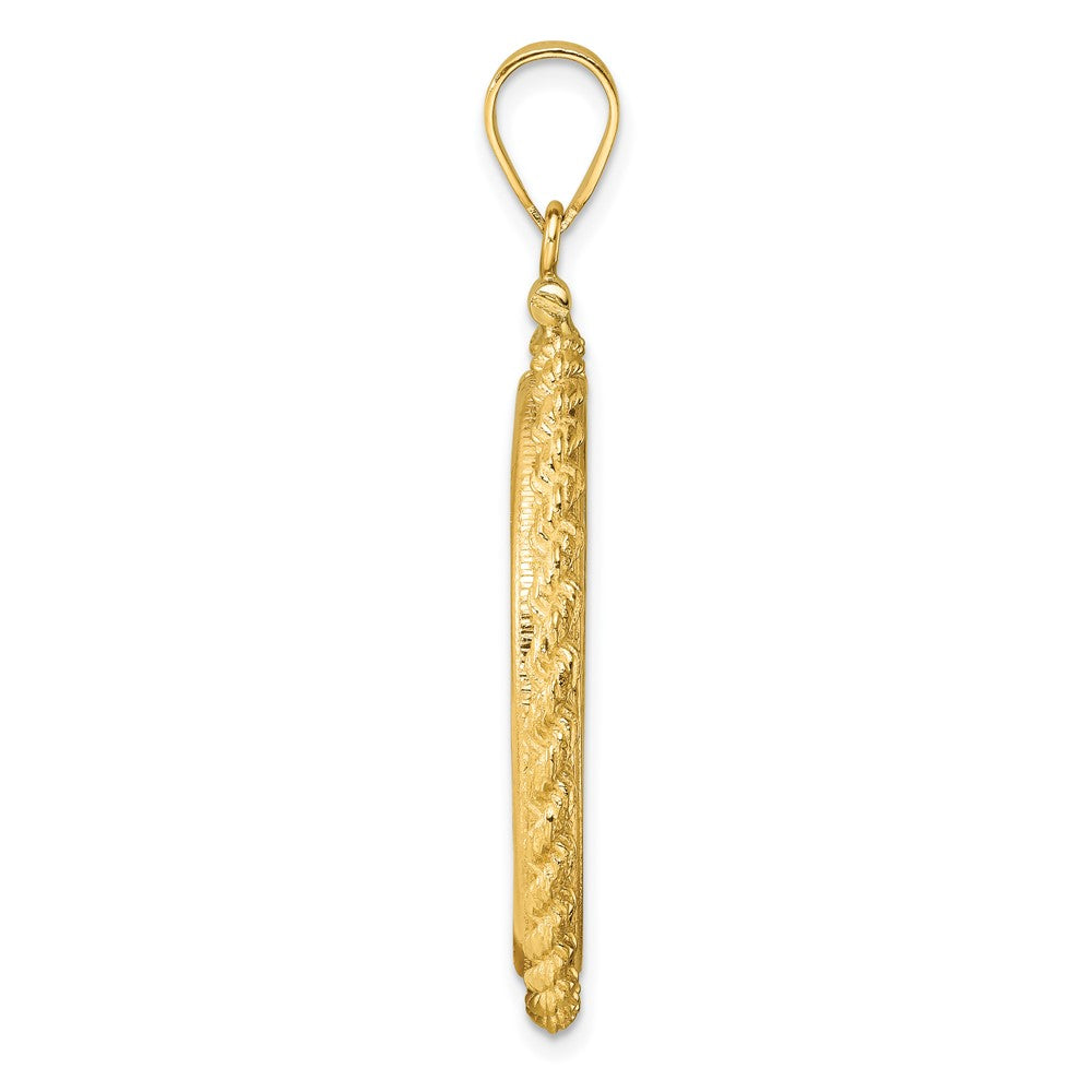 14k Casted Rope 27.0mm x 2.35mm Screw Top Coin Bezel Pendant