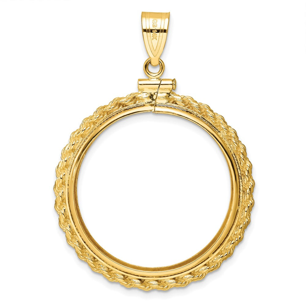 14k Casted Rope 27.0mm x 2.35mm Screw Top Coin Bezel Pendant