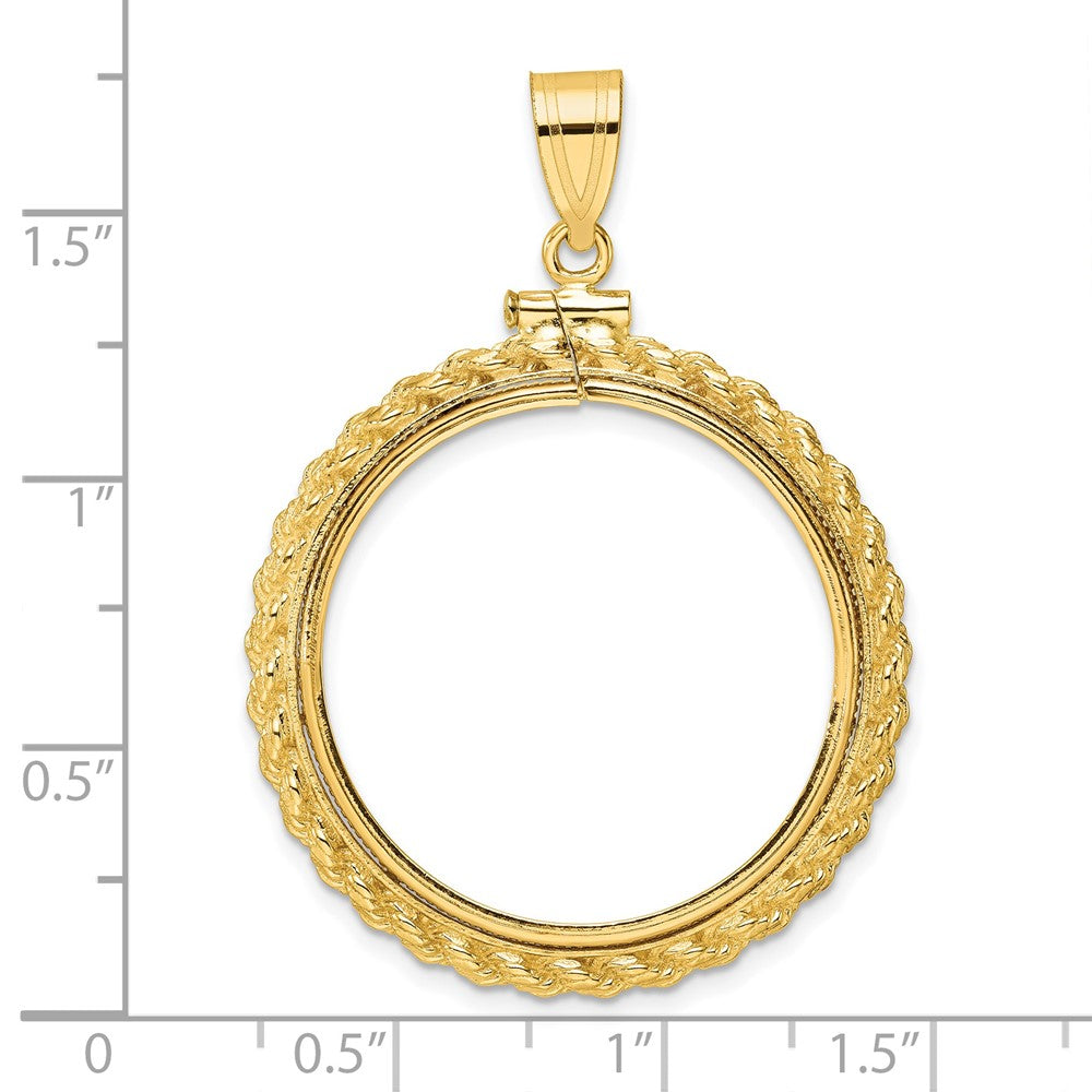 14k Casted Rope 27.0mm x 2.35mm Screw Top Coin Bezel Pendant
