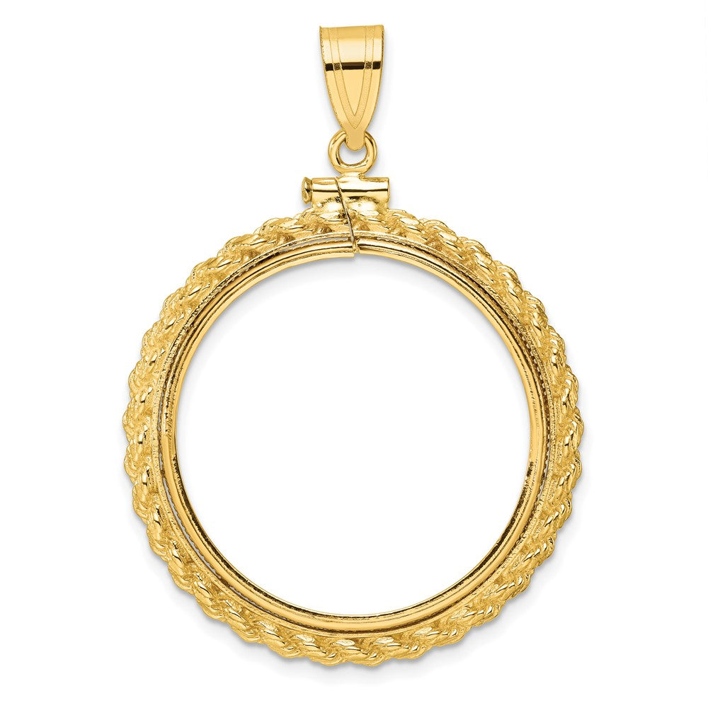 14k Casted Rope 27.0mm x 2.35mm Screw Top Coin Bezel Pendant