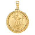 14k Casted Rope Mounted 1/2oz AM Eagle Screw Top Coin Bezel Pendant