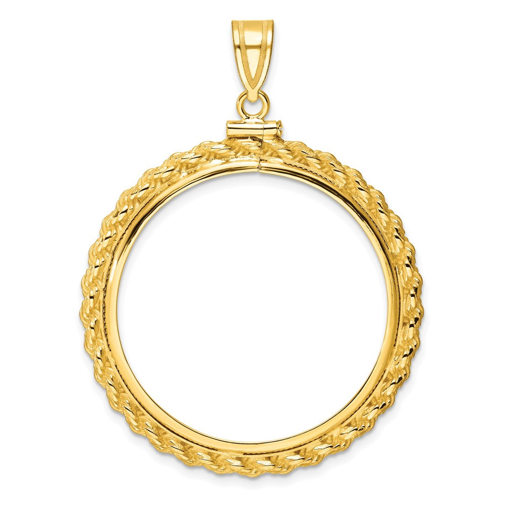 14k Casted Rope 32.0mm x 2.85mm Screw Top Coin Bezel Pendant