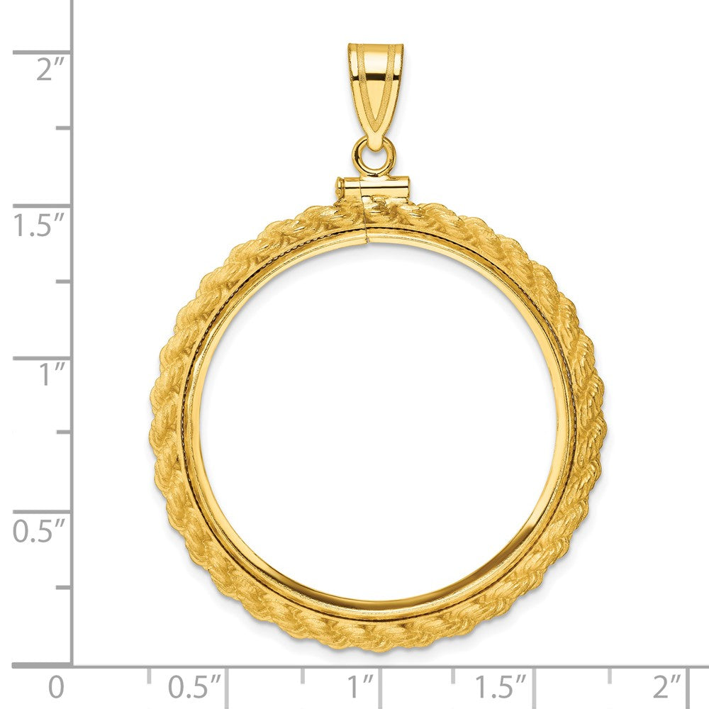 14k Casted Rope 32.0mm x 2.85mm Screw Top Coin Bezel Pendant