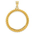 14k Casted Rope 32.0mm x 2.85mm Screw Top Coin Bezel Pendant