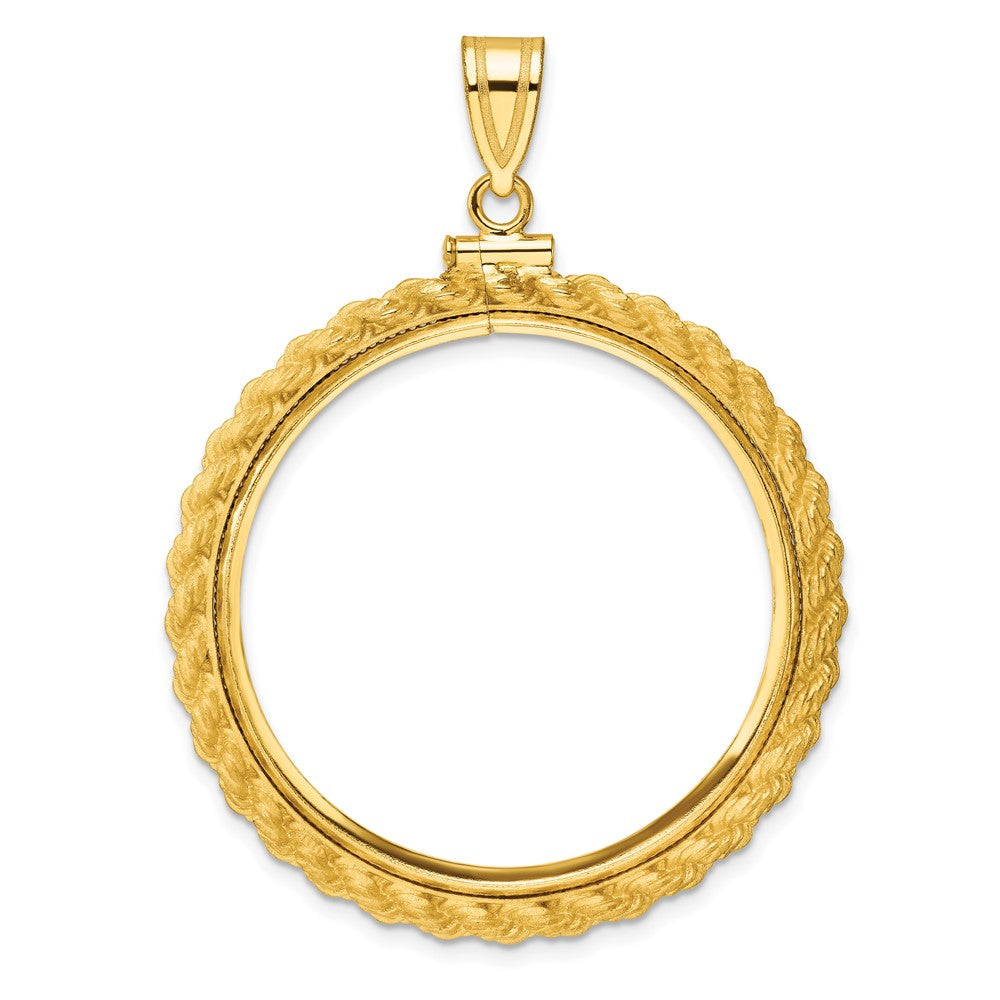 14k Casted Rope 32.0mm x 2.85mm Screw Top Coin Bezel Pendant