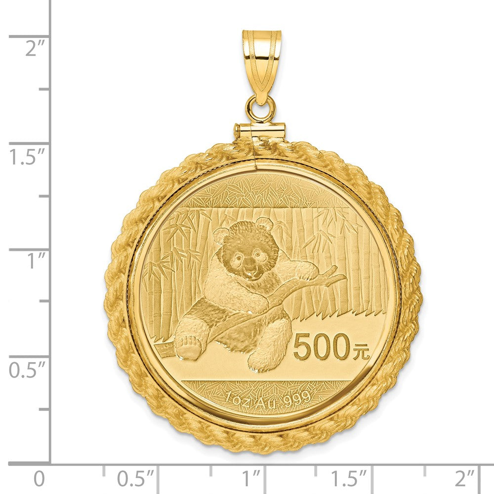 14k Casted Rope Mounted 1oz Panda Screw Top Coin Bezel Pendant