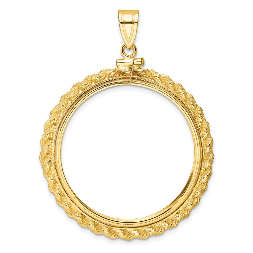 14k Casted Rope 32.7mm x 3mm Screw Top Coin Bezel Pendant