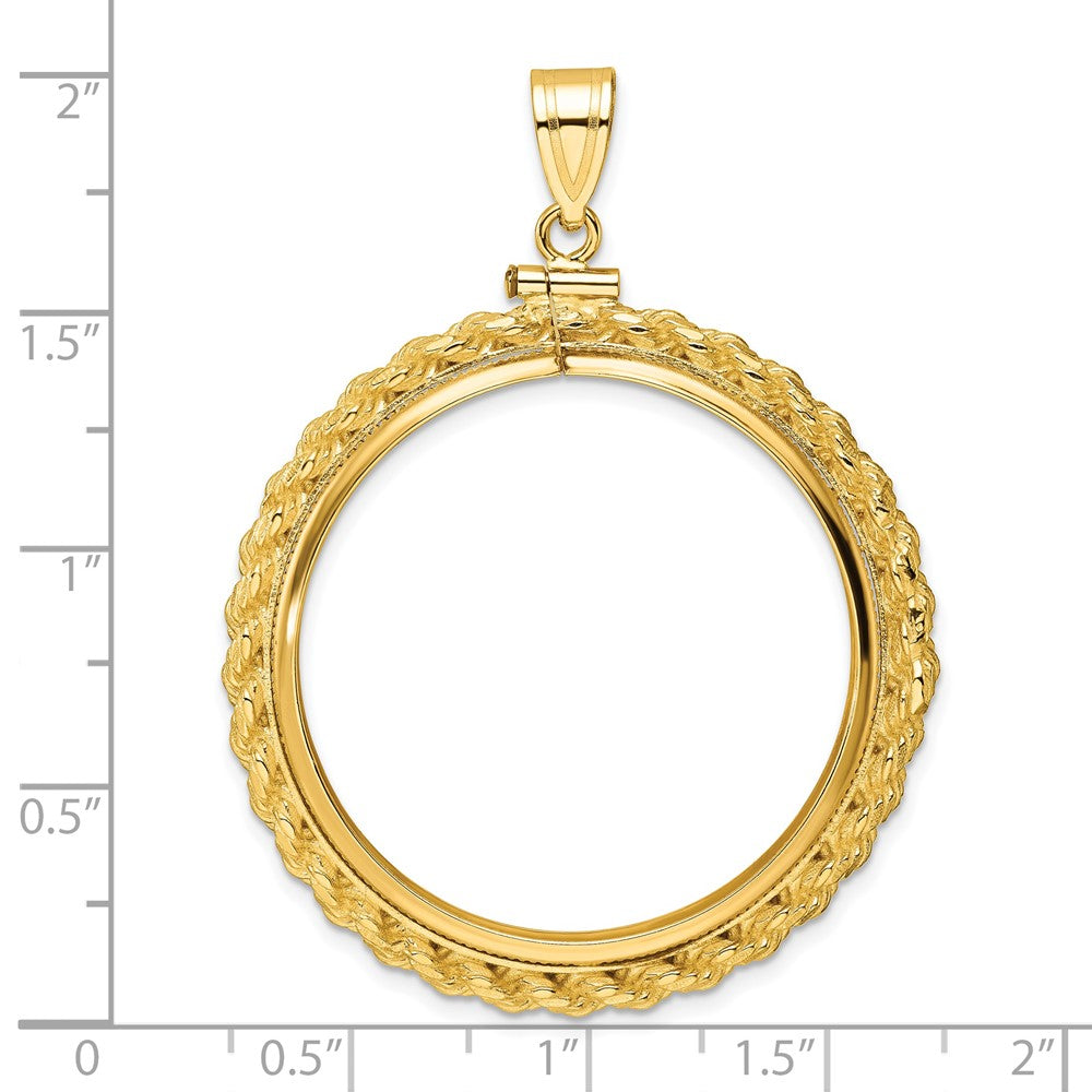 14k Casted Rope 32.7mm x 3mm Screw Top Coin Bezel Pendant