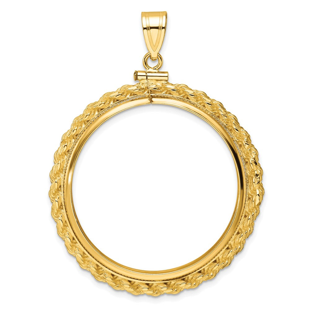 14k Casted Rope 32.7mm x 3mm Screw Top Coin Bezel Pendant