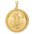 14k Casted Rope Mounted 1oz AM Eagle Screw Top Coin Bezel Pendant