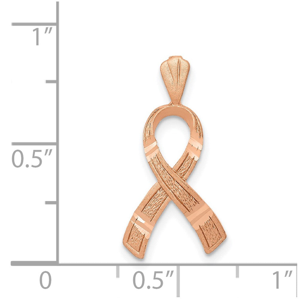 14k Rose Gold Diamond-cut Awareness Pendant