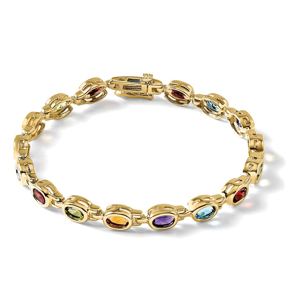 14k Oval Gemstone Rainbow Bracelet