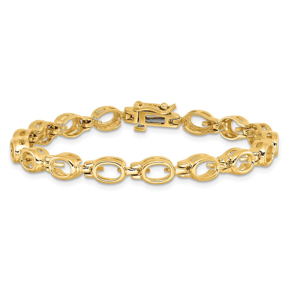 14k Oval Gemstone Rainbow Bracelet Mounting Only