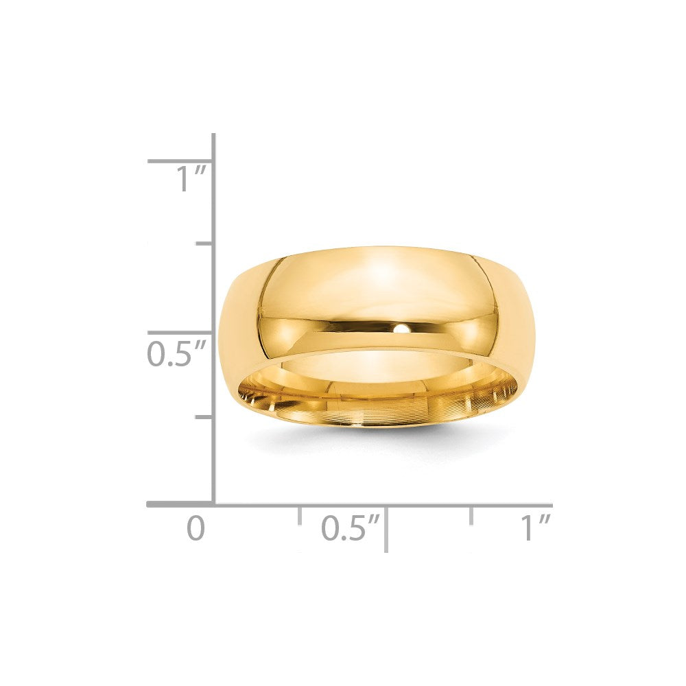 14KY 8mm Standard Comfort Fit Wedding Band