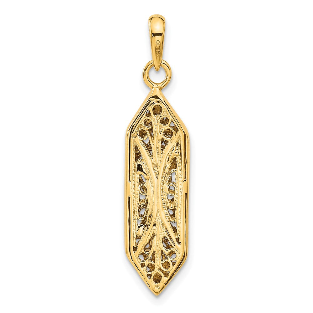 14K w/ White Rhodium Mezuzah W/Shin Charm