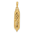 14K w/ White Rhodium 3D Mezuzah W/Shin Charm